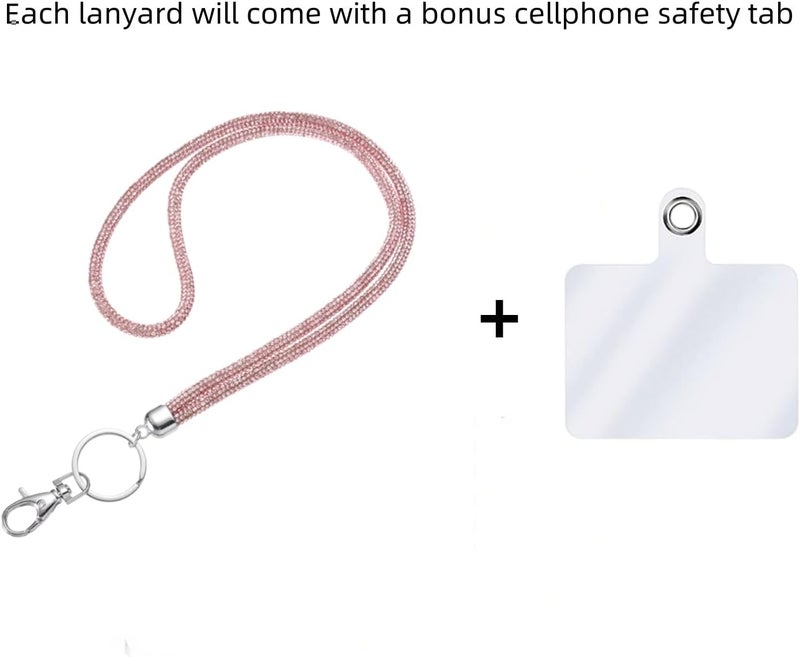 Global_Shopper Fashion 34.8'' Sparkle All Round Crystal Neck Lanyard,Bling Work Name Card Holder For Women(AB White,1PC) - Image 2